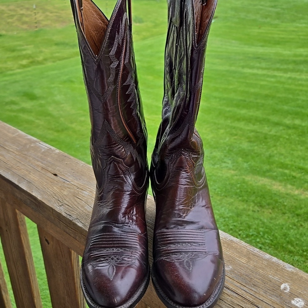 Lucchese 2000 Milano Goat Antique Brown Leather Cowboy Boots T3083R4 9.5 D - Picture 2 of 11